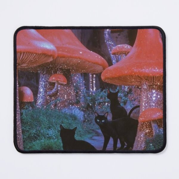 Item preview, SURREAL ART STYLE | Halloween Pink Glitter Black Cat Mushroom Aesthetic designed and sold by Two Otters Co.