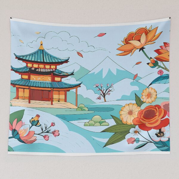 Item preview, Floral Symmetry in a Pagoda Dream designed and sold by ART ATTACK ZONE.