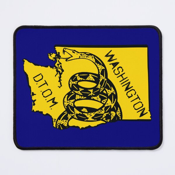 Item preview, WASHINGTONIAN - Libertarian - Don't Tread On Me Gadsden Snake on WASHINGTON Map on Blue default background, #020279 DTOM = Dont Tread On Me designed and sold by pelagio.