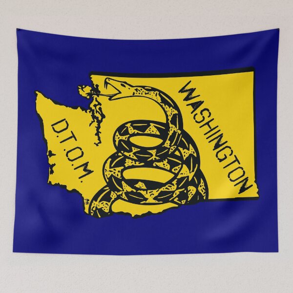 Item preview, WASHINGTONIAN   - Libertarian - Don't Tread On Me Gadsden Snake on  WASHINGTON Map on Blue default background, #020279 DTOM = Dont Tread On Me designed and sold by pelagio.