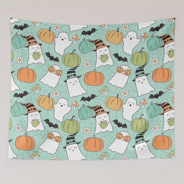 Item preview, Retro Halloween Cute Ghosts and Pumpkins designed and sold by SamAnnDesigns.