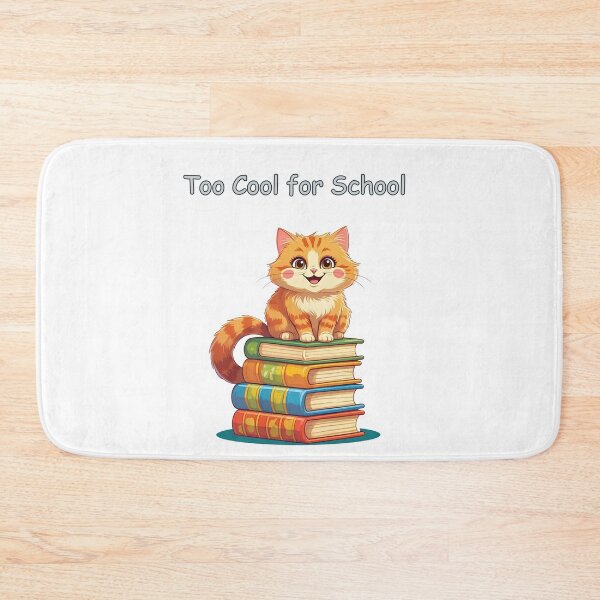 Item preview, Too Cool for School - Cute Cartoon Cat on Books Back to School Design designed and sold by Aya's Graphics.