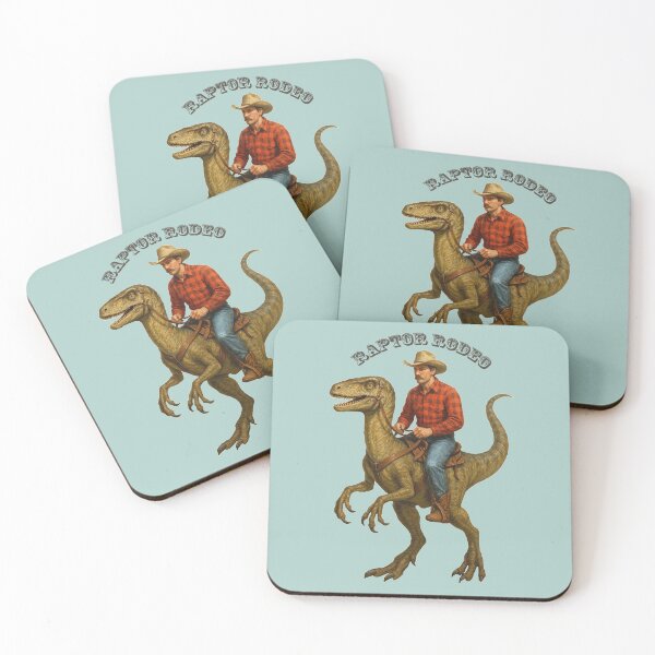 Item preview, Vintage Cowboy Riding on the Back of a Velociraptor Dinosaur URM designed and sold by urmaddad.