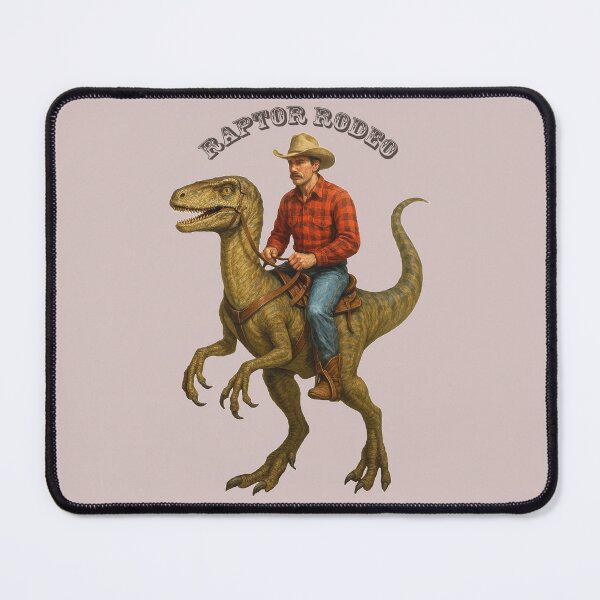 Item preview, Vintage Cowboy Riding on the Back of a Velociraptor Dinosaur URM designed and sold by urmaddad.
