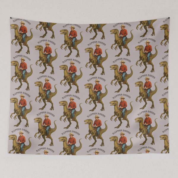 Item preview, Vintage Cowboy Riding on the Back of a Velociraptor Dinosaur URM designed and sold by urmaddad.