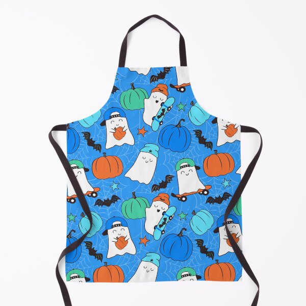 Item preview, Halloween Skater Ghosts and Pumpkins Blue designed and sold by SamAnnDesigns.