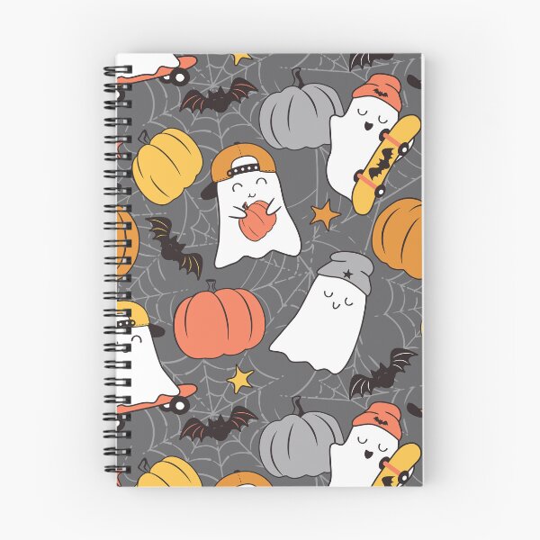 Item preview, Halloween Skater Ghosts and Pumpkins Gray designed and sold by SamAnnDesigns.