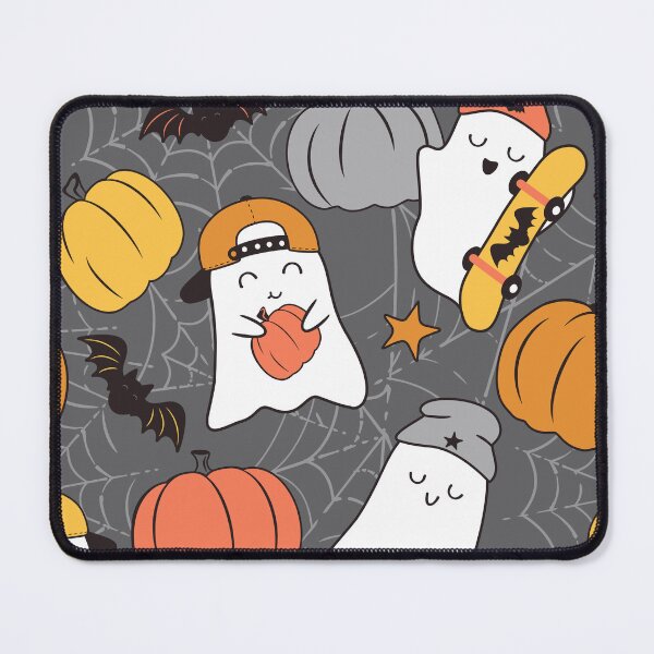 Item preview, Halloween Skater Ghosts and Pumpkins Gray designed and sold by SamAnnDesigns.