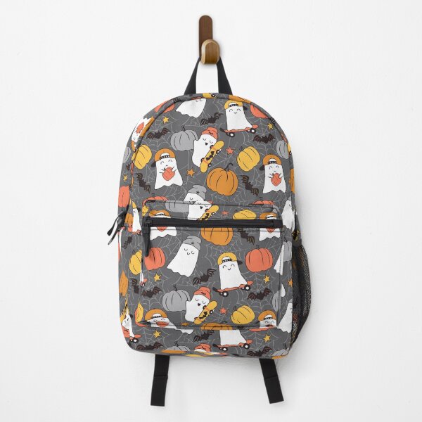 Item preview, Halloween Skater Ghosts and Pumpkins Gray designed and sold by SamAnnDesigns.