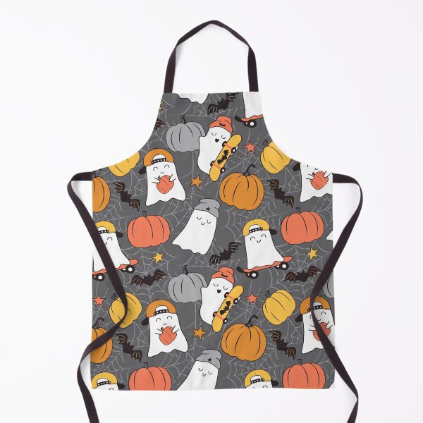 Item preview, Halloween Skater Ghosts and Pumpkins Gray designed and sold by SamAnnDesigns.