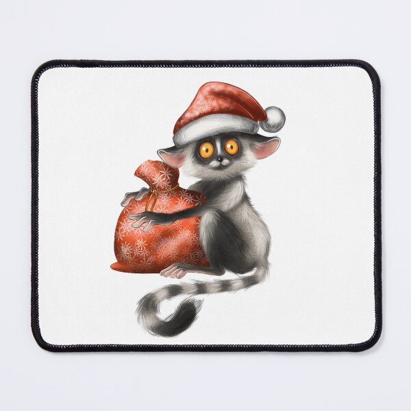 Item preview, Cute lemur wearing Santa hat holding a red bag during holiday season designed and sold by Ms. Iryna.