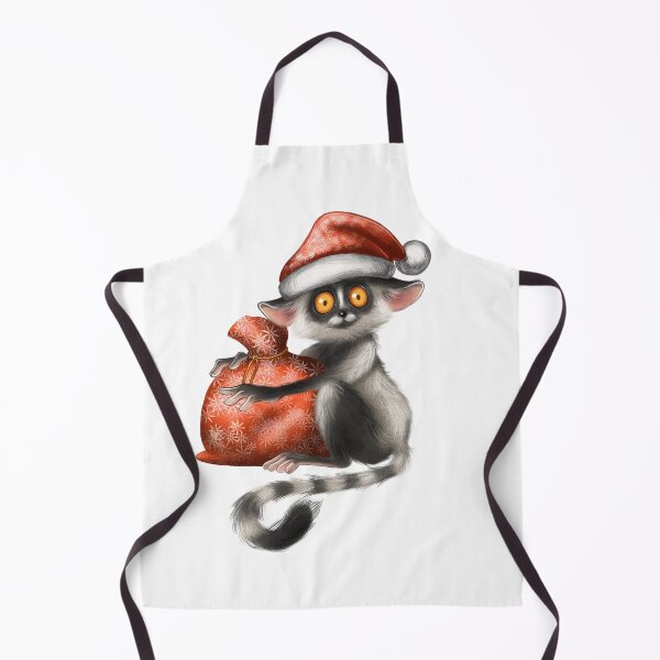 Item preview, Cute lemur wearing Santa hat holding a red bag during holiday season designed and sold by Ms. Iryna.
