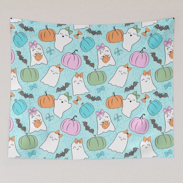Item preview, Copy of Halloween Girly Ghosts and Pumpkins Blue designed and sold by SamAnnDesigns.