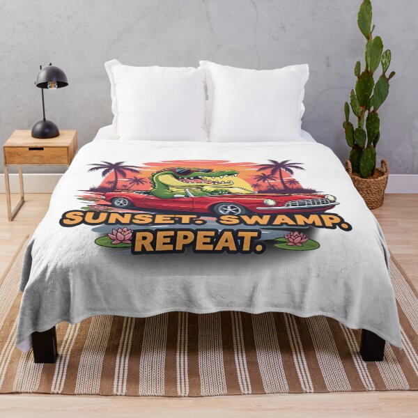 Item preview, Cool Alligator Driving Car – Sunset Swamp Repeat designed and sold by FillipeMattos.