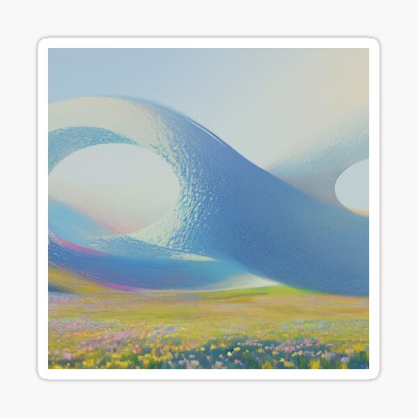 Item preview, Pastel Infinity Loop Landscape – Surreal Wildflower Meadow designed and sold by Uniquely Yours.