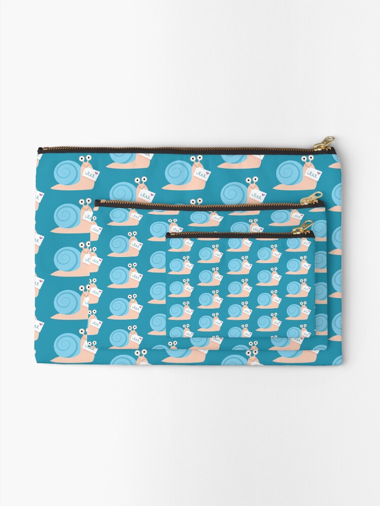Alternate view of Blue snail mail Zipper Pouch