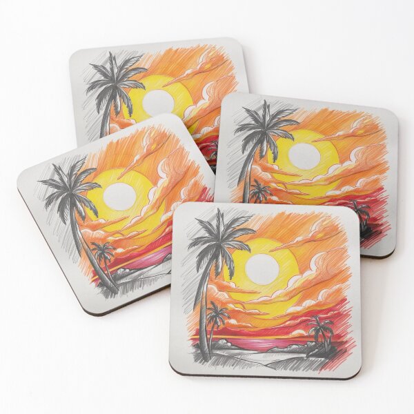 Item preview, Sunset Beach Sketch – Hand-Drawn Tropical Landscape designed and sold by Uniquely Yours.