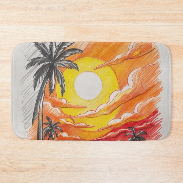 Item preview, Sunset Beach Sketch – Hand-Drawn Tropical Landscape designed and sold by Uniquely Yours.