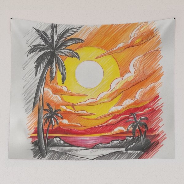 Item preview, Sunset Beach Sketch – Hand-Drawn Tropical Landscape designed and sold by Uniquely Yours.