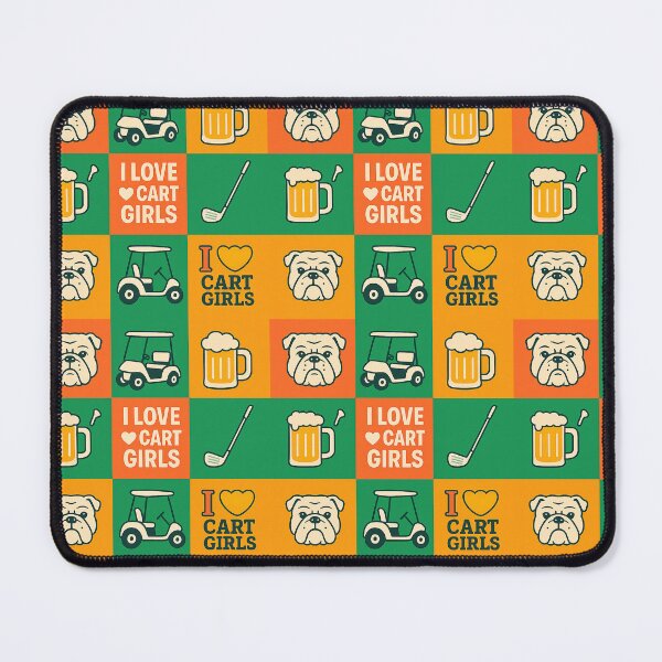 Item preview, Beer, Bulldogs & Cart Girls – Funny Golf Grid Pattern designed and sold by Madds99.