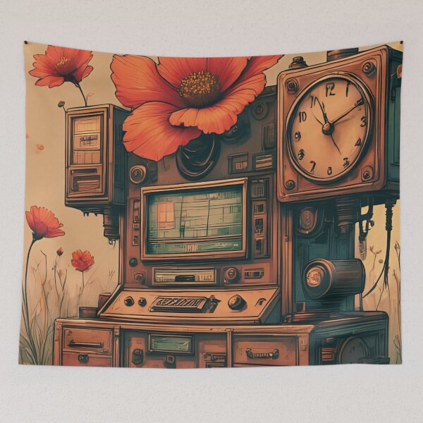 Item preview, "Forgotten Frequencies" Steampunk clock design.  designed and sold by coolcomonshirts.