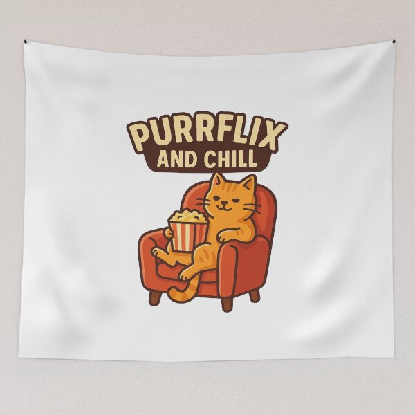 Item preview, Purrflix and Chill – Funny Cat Lover Design designed and sold by ALITOPRINCE.