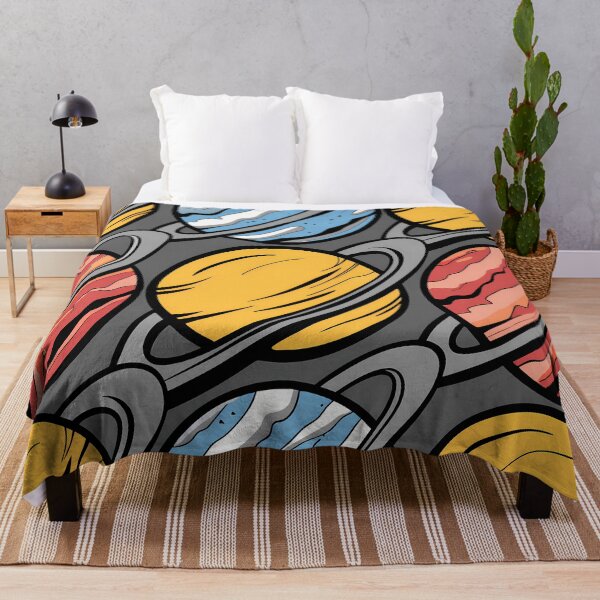 Item preview, Retro-Inspired Planets on Grey Orbit Grid designed and sold by ART ATTACK ZONE.