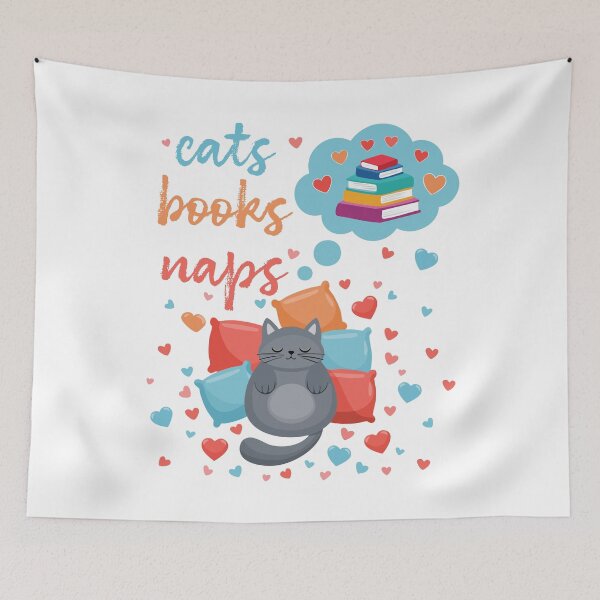 Item preview, Cats Books Naps - sleeping cat dreaming of books designed and sold by ScribbL-ScrabbL.