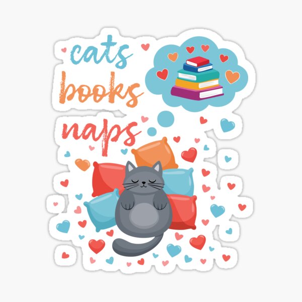 Item preview, Cats Books Naps - sleeping cat dreaming of books designed and sold by ScribbL-ScrabbL.