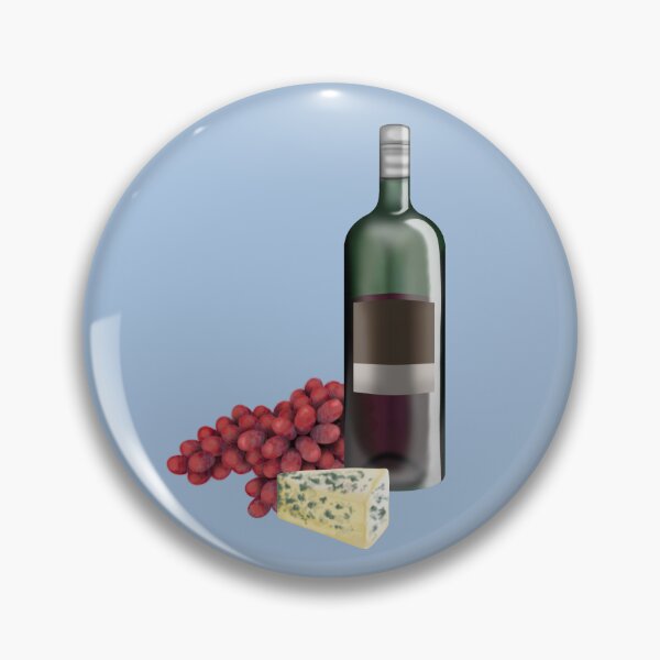 Item preview, Elegant still life with wine bottle, mold cheese piece and red grapes designed and sold by katecheerycake.