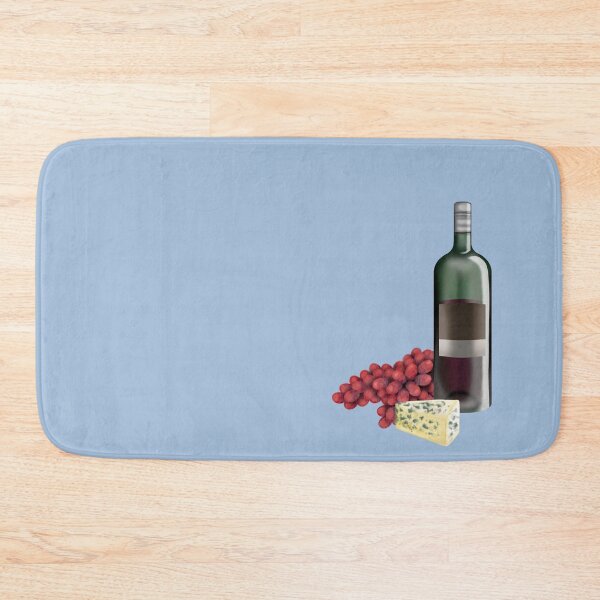 Item preview, Elegant still life with wine bottle, mold cheese piece and red grapes designed and sold by katecheerycake.