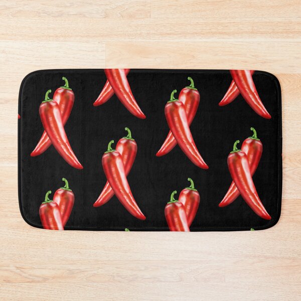 Item preview, Crossed hot chili peppers with green stem in realistic look designed and sold by katecheerycake.