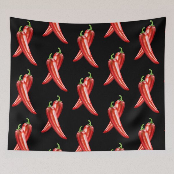 Item preview, Crossed hot chili peppers with green stem in realistic look designed and sold by katecheerycake.