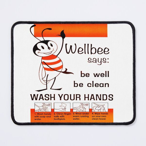 Item preview, Vintage Wellbee Handwashing Funny Retro Hygiene Design designed and sold by SandyMDesigns.