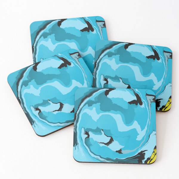 Item preview, A day at the seaside full of sunshine and good mood - abstract wave design in blue and yellow tones designed and sold by Susanna Schorr.