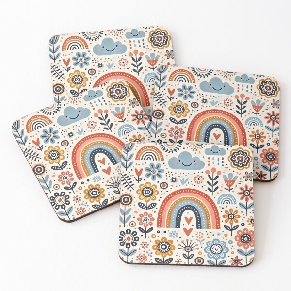 Item preview, Whimsical Floral Rainbow - Cheerful Scandinavian Folk Art by heidiannemorris © designed and sold by FOLK ART FUSION by heidiannemorris.