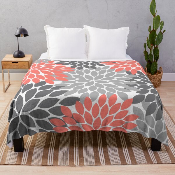 Item preview, Coral Gray Flower Burst Petals designed and sold by CloudDesignShop.