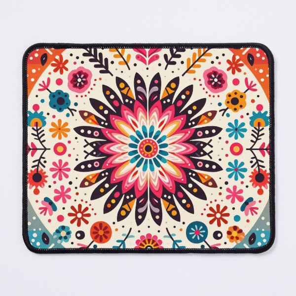 Item preview, Bold Floral Burst Mandala - Energetic Scandinavian Folk Art by heidiannemorris © designed and sold by FOLK ART FUSION by heidiannemorris.