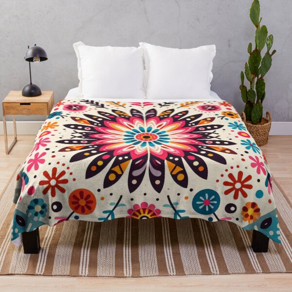 Item preview, Bold Floral Burst Mandala - Energetic Scandinavian Folk Art by heidiannemorris © designed and sold by FOLK ART FUSION by heidiannemorris.