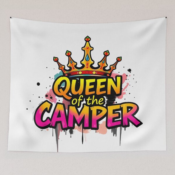 Item preview, Queen of the Camper, playful graffiti-style lettering designed and sold by QuirkySpark.