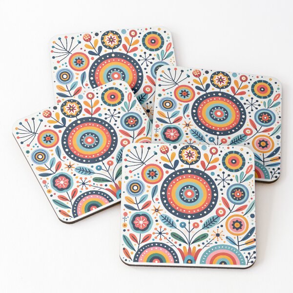 Item preview, Vibrant Folk Flower Mandala - Ornate Scandinavian Folk Art by heidiannemorris © designed and sold by FOLK ART FUSION by heidiannemorris.