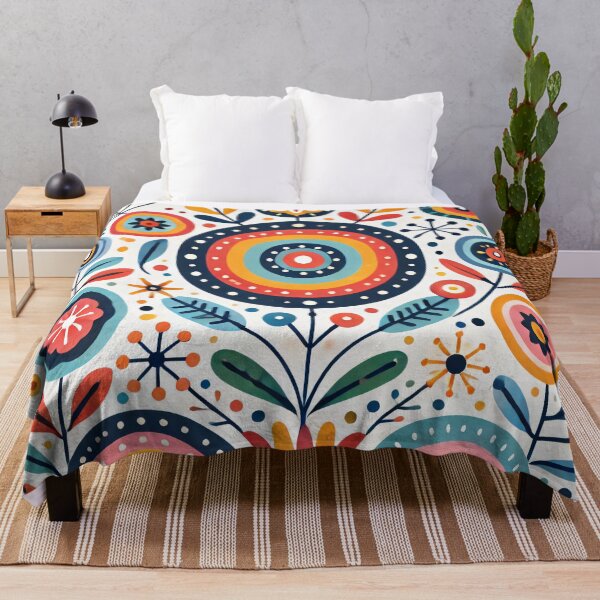 Item preview, Vibrant Folk Flower Mandala - Ornate Scandinavian Folk Art by heidiannemorris © designed and sold by FOLK ART FUSION by heidiannemorris.