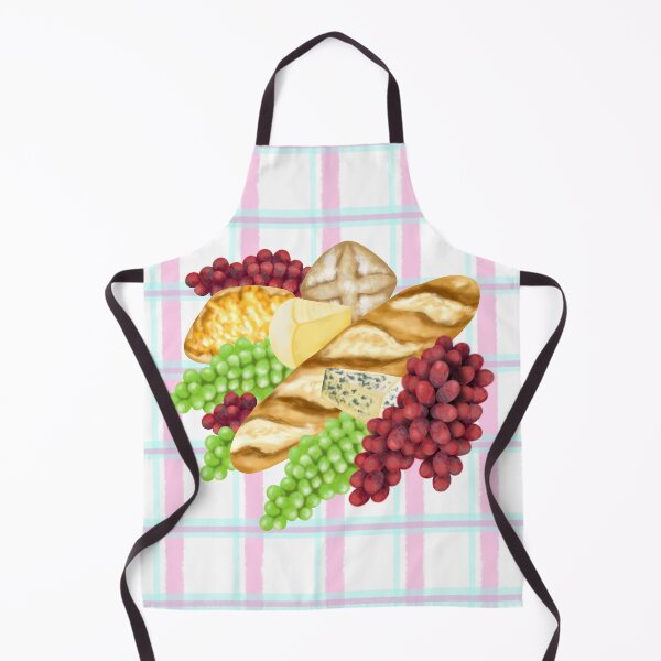 Item preview, An imaginative arrangement of bread, grapes and cheese in front of a geometric pattern. designed and sold by katecheerycake.
