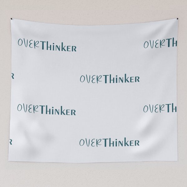 Item preview, Thoughtful Creative "OVERthinker" Blue Quote Print Design designed and sold by StarryStarrySky.