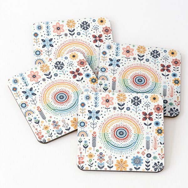 Item preview, Symmetrical Floral Display - Harmonious Scandinavian Folk Art by heidiannemorris © designed and sold by FOLK ART FUSION by heidiannemorris.