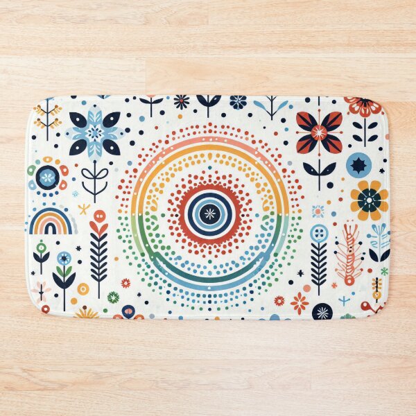 Item preview, Symmetrical Floral Display - Harmonious Scandinavian Folk Art by heidiannemorris © designed and sold by FOLK ART FUSION by heidiannemorris.
