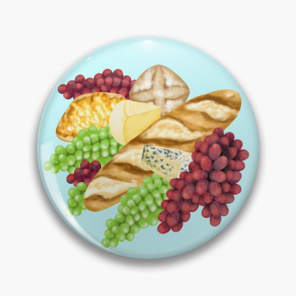 Item preview, Still life with baguette, rolls, cheese and grapes designed and sold by katecheerycake.