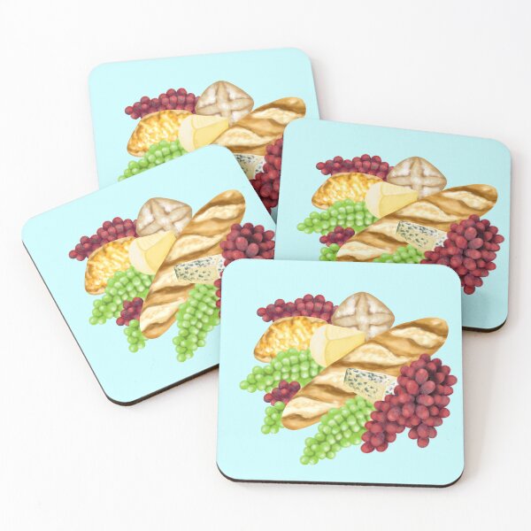 Item preview, Still life with baguette, rolls, cheese and grapes designed and sold by katecheerycake.
