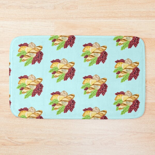 Item preview, Still life with baguette, rolls, cheese and grapes designed and sold by katecheerycake.