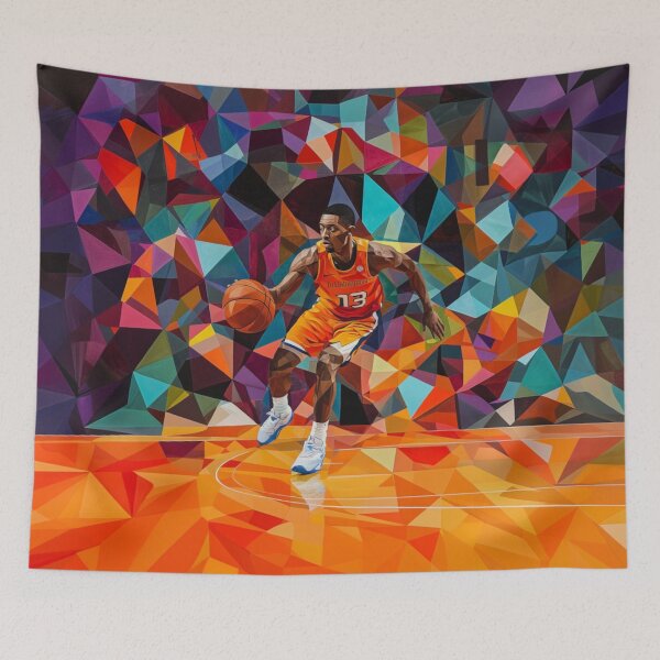 Item preview, Point guard making a pass amidst geometric patterns Active Outdoors Inspired Art designed and sold by CDC40.